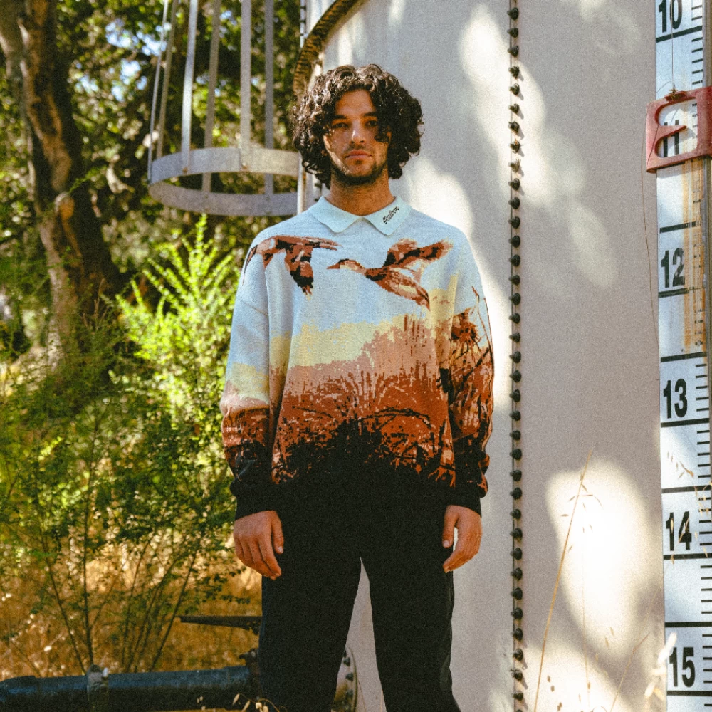 Malbon X 100 Thieves Buckshot Knit LS Polo 2 Malbon X 100 Thieves Buckshot Knit LS Polo - Image 2